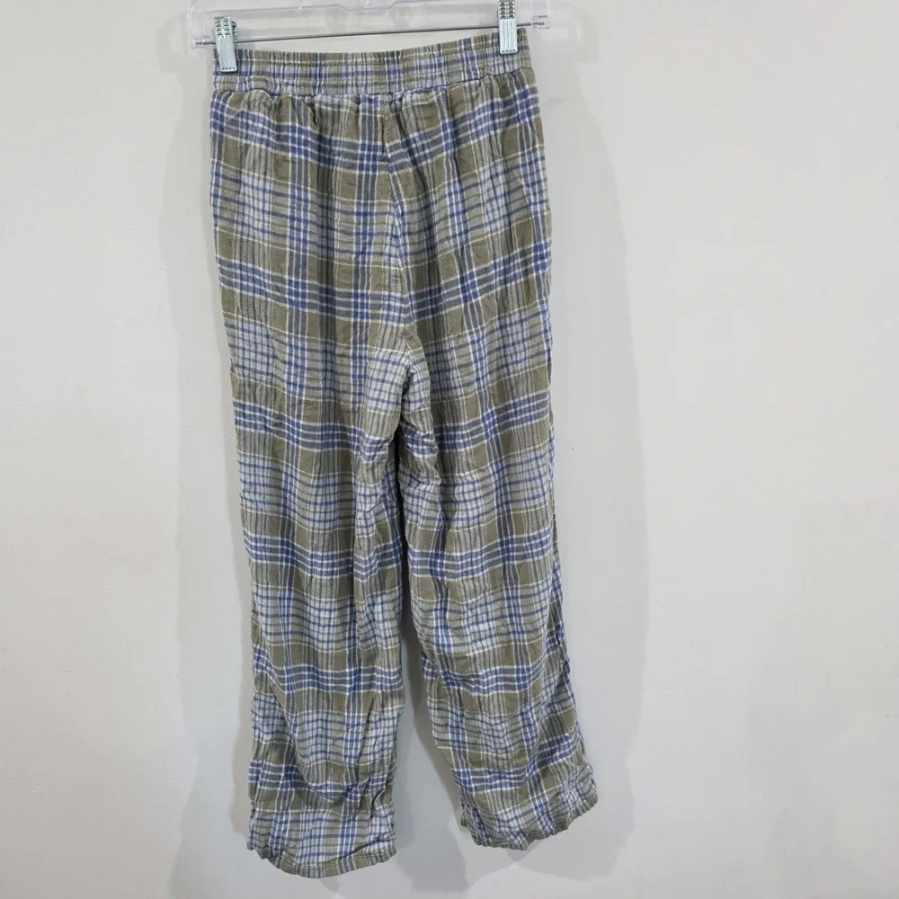 American Eagle Womens Pajama Pants Size Xs Plaid Thick Lined Cozy Linen Blend‎ - Picture 4 of 8